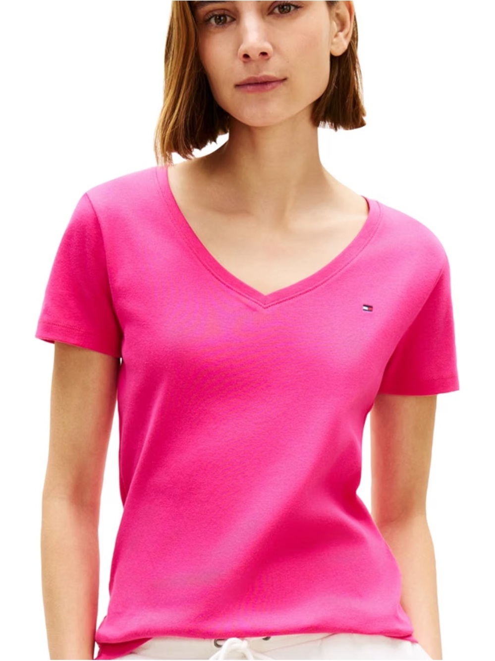 Tommy Hilfiger Hot Pink V-Neck Short Sleeve Tee